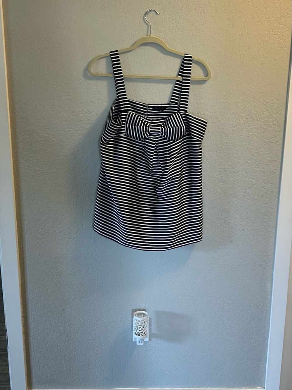 Tommy Hilfiger Black and White Striped Bow-Front Tank